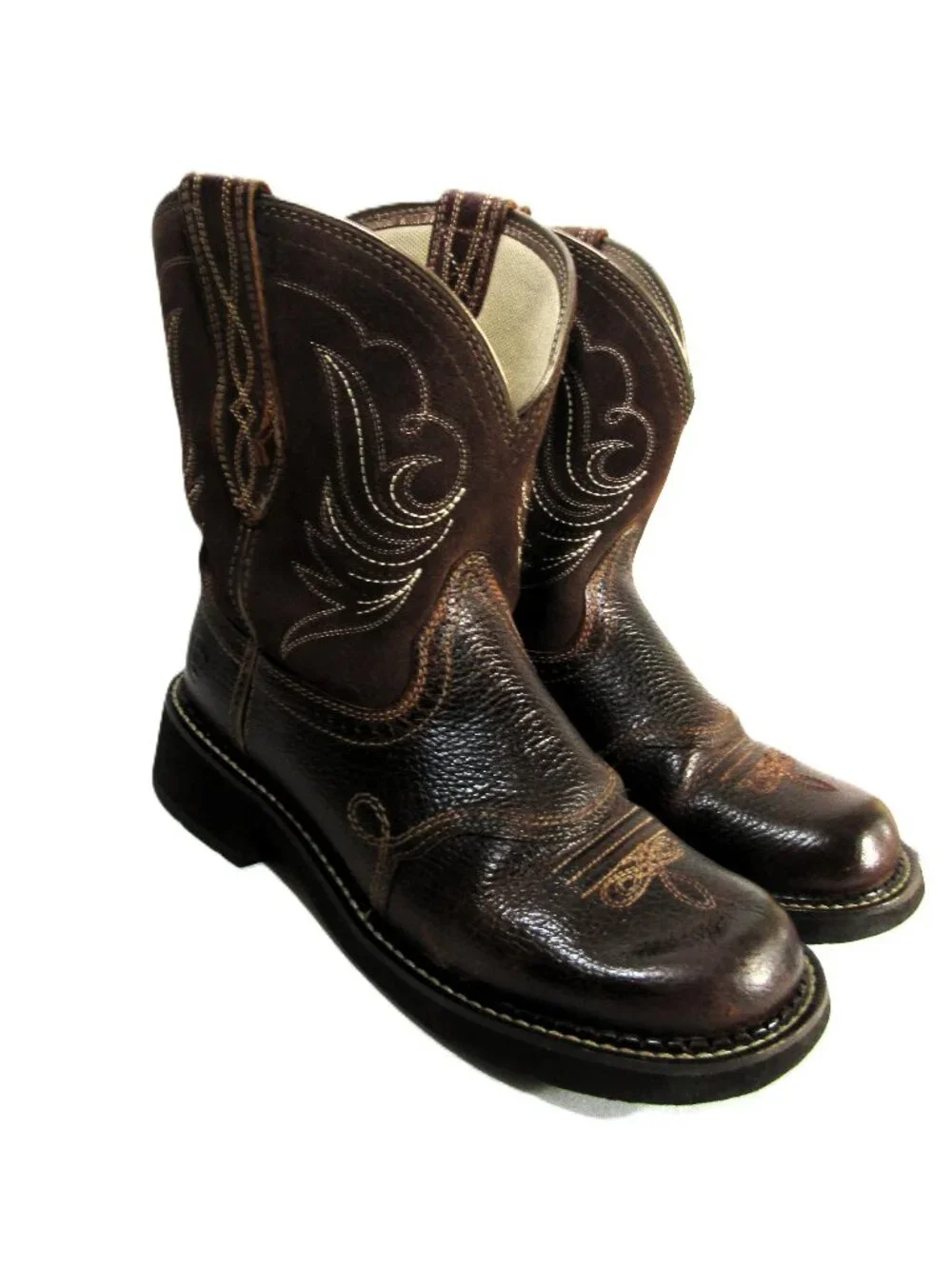 ARIAT WOMEN'S LEATHER BABY PHAT WESTERN BOOTS SIZE 8.5B RUSSET BROWN - Picture 3 of 12